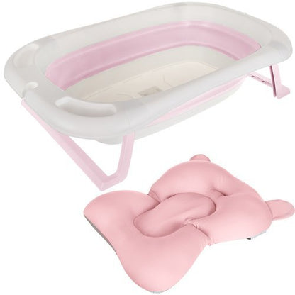 Cada pliabila cu termometru incorporat si perna roz, PP/TPE, 80/50/20 cm