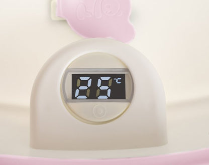 Cada pliabila cu termometru incorporat si perna roz, PP/TPE, 80/50/20 cm