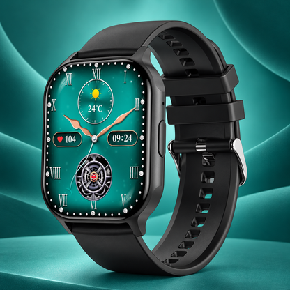 Smartwach XiaWatch idealSTORE, ecran AMOLED, Efectuare Apel Bluetooth HD, NFC, Asistent Vocal, Monitorizare Sanatate, Aplicatie Bursiera, Test Respiratie si Stres, Respingere Apel, Mod MultiSport, Silicon Negru
