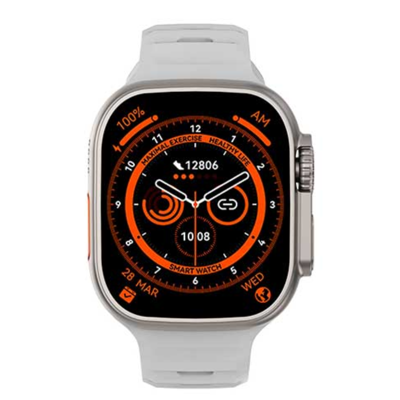 Ceas Smartwatch si Bratara, Fitness, 2' SUPER RETINA, Apel, Notificari Apeluri/Sms/Social Media, Monitorizare sanatate, somnului, ritm cardiac, temperatura corpului, Control TikTok, Limba Romana, Curea din silicon, Argintiu