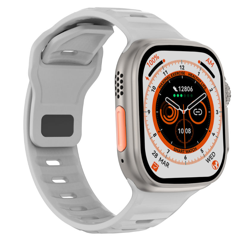Ceas Smartwatch si Bratara, Fitness, 2' SUPER RETINA, Apel, Notificari Apeluri/Sms/Social Media, Monitorizare sanatate, somnului, ritm cardiac, temperatura corpului, Control TikTok, Limba Romana, Curea din silicon, Argintiu