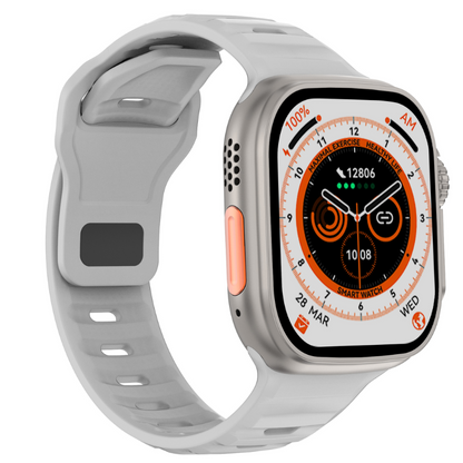 Ceas Smartwatch si Bratara, Fitness, 2' SUPER RETINA, Apel, Notificari Apeluri/Sms/Social Media, Monitorizare sanatate, somnului, ritm cardiac, temperatura corpului, Control TikTok, Limba Romana, Curea din silicon, Argintiu