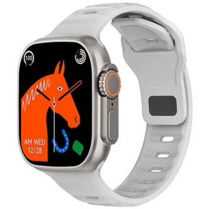 Ceas Smartwatch si Bratara, Fitness, 2' SUPER RETINA, Apel, Notificari Apeluri/Sms/Social Media, Monitorizare sanatate, somnului, ritm cardiac, temperatura corpului, Control TikTok, Limba Romana, Curea din silicon, Argintiu